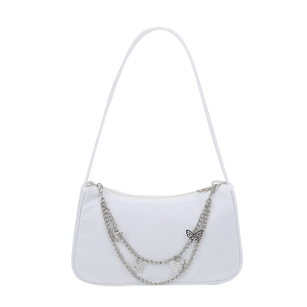 Fashion Women Pure Color Butterfly Chain Shoulder Bag