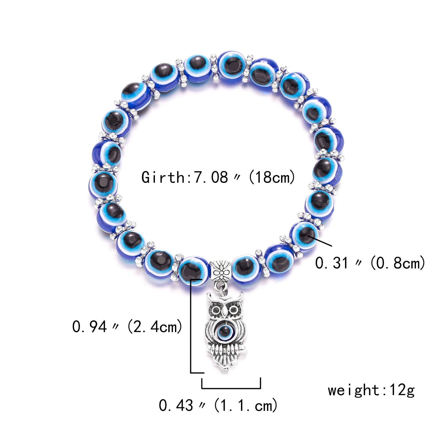 Classic Blue Evil Eyes Palm Butterfly Pendant Bracelet