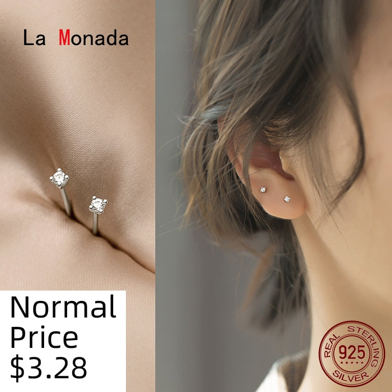 La Monada Zircon Studs 925 Sterling Silver Earrings