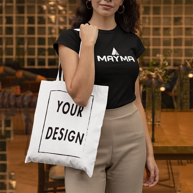 Custom Original Design White Zipper Unisex Canvas Bags