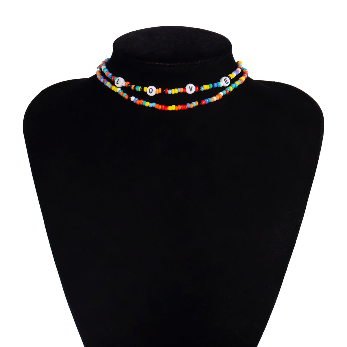 SHIXIN Separable 2 Layered White/Black Beads Necklaces