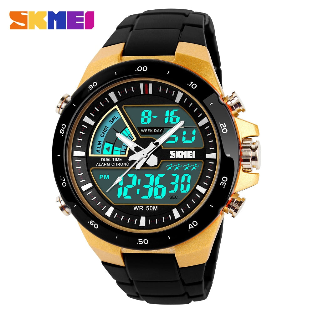 Men Sport Watch Dual Display Top Luxury Brand Men Waterproof