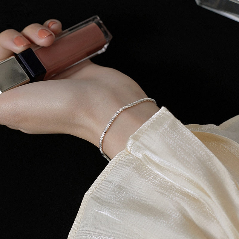 Minimalist Silver Plated Adjustable Charm Bracelet