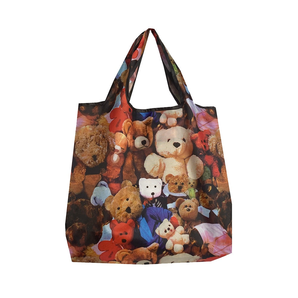 Medium Shopper Reusable Foldable Tote 30lbs Cute Grocery Bag Portable Large Capacity Shoulder Bag Machine Washable Tote Bag