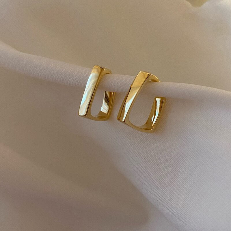 Gold Color Circle Hoop Geometric Earrings for Girls
