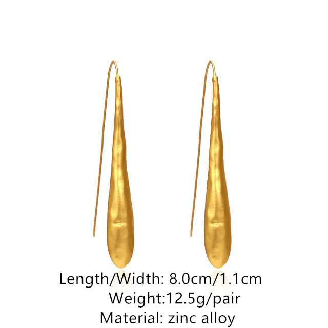 Retro Golden Metal Leaf Stud Earrings