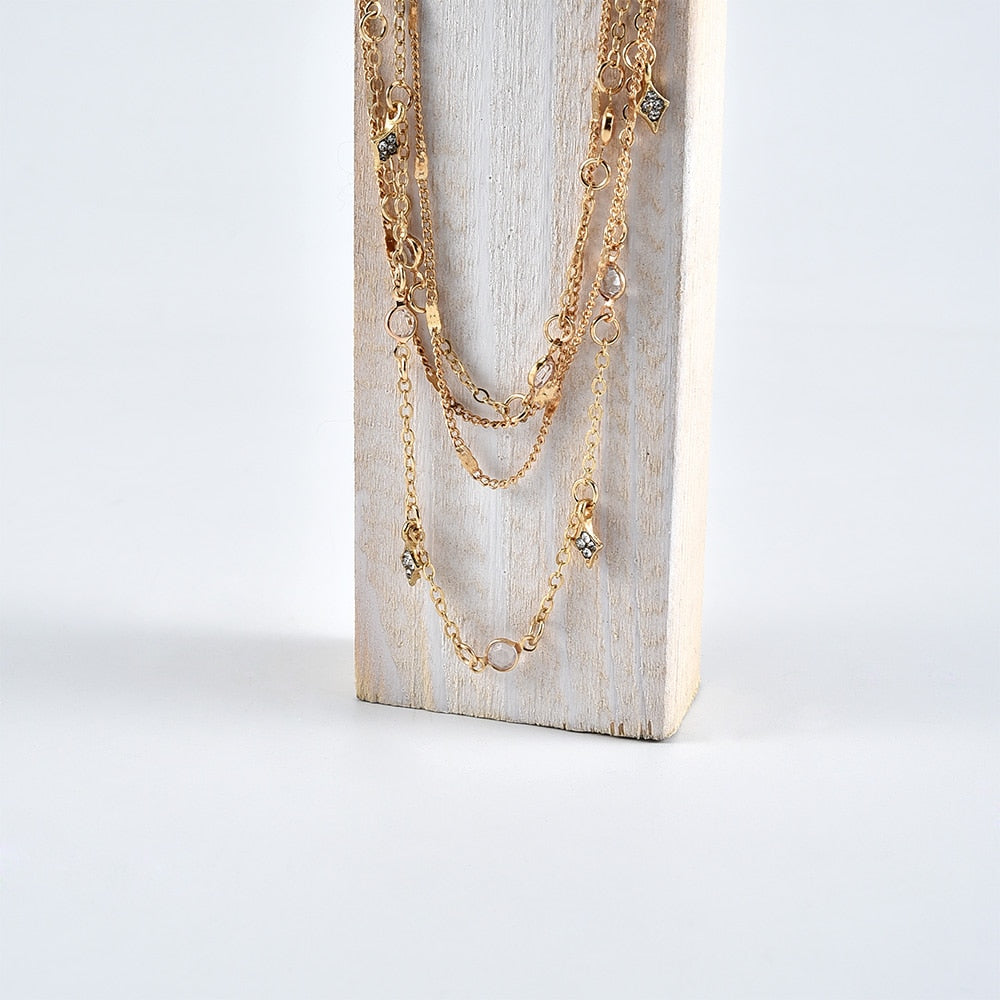 New Fashion Gold Crystal Stars Pendant Necklace