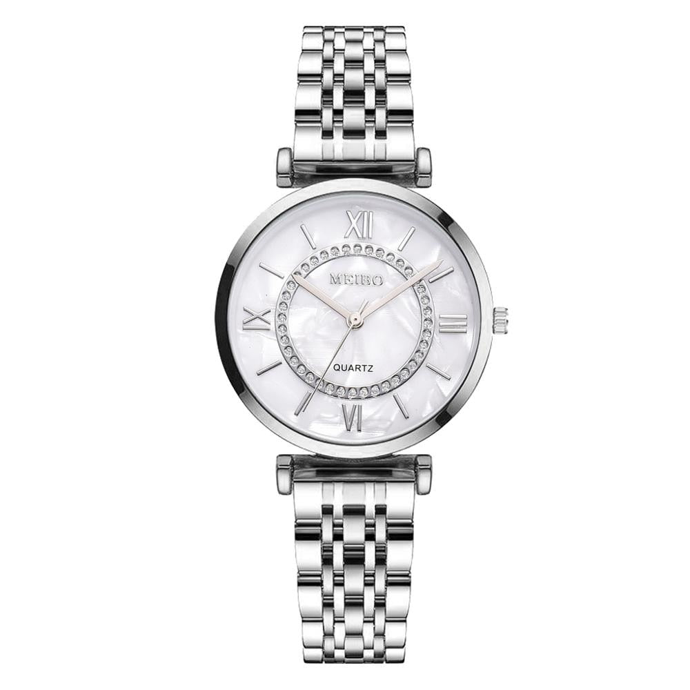 Luxury Crystal Diamond Steel Women Bracelet Watch