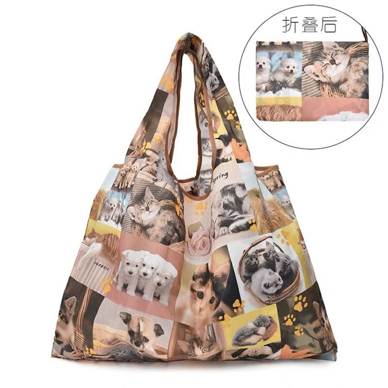 Reusable Large Cartoon Folding Washable Shopping Bag