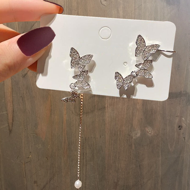 Korean Style Sparkling Zircon Butterfly Ear Clips Without Piercing