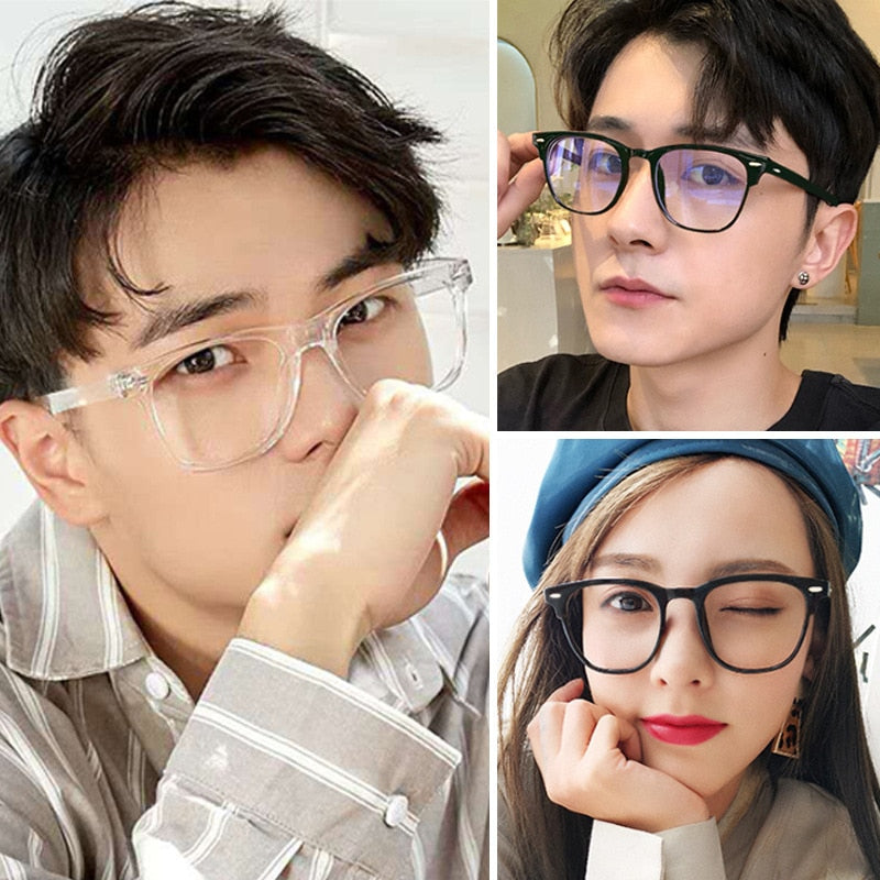 Transparent Computer Glasses Frame Women Men Anti Blue Light Round Eyewear