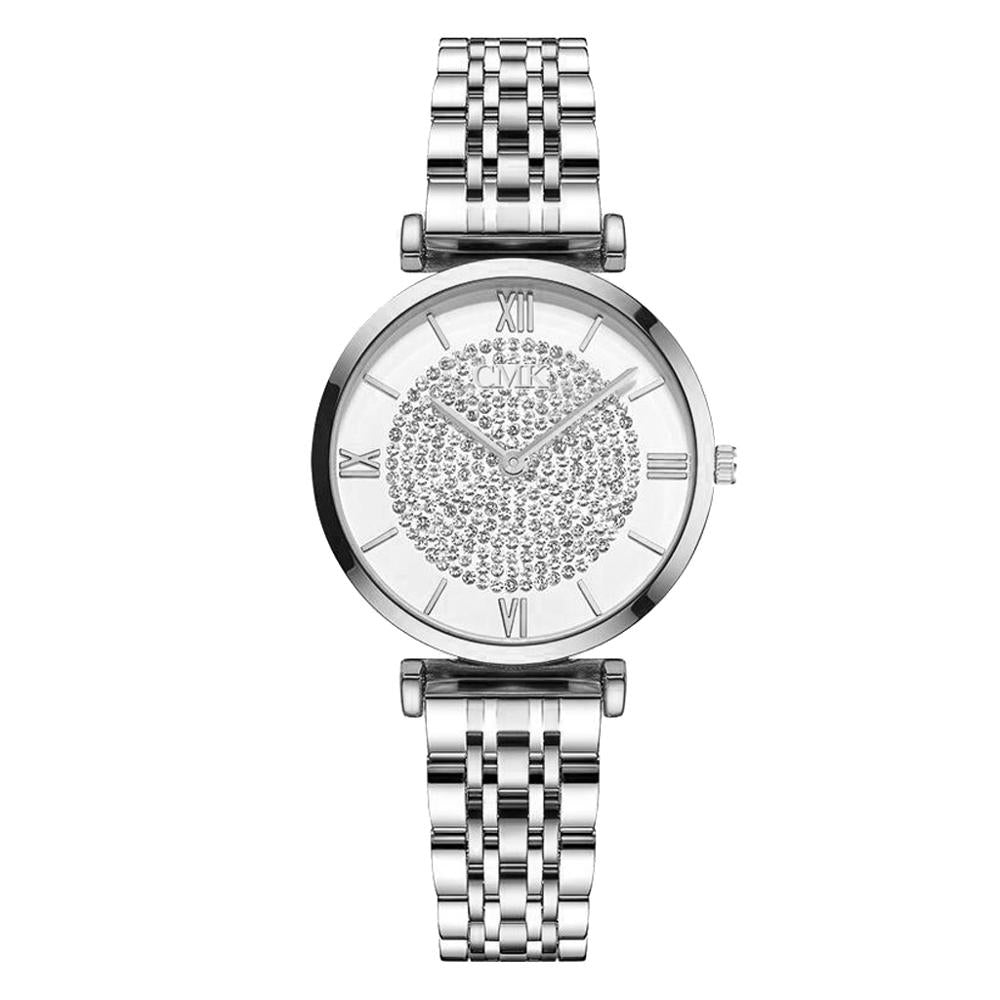 Luxury Crystal Diamond Steel Women Bracelet Watch