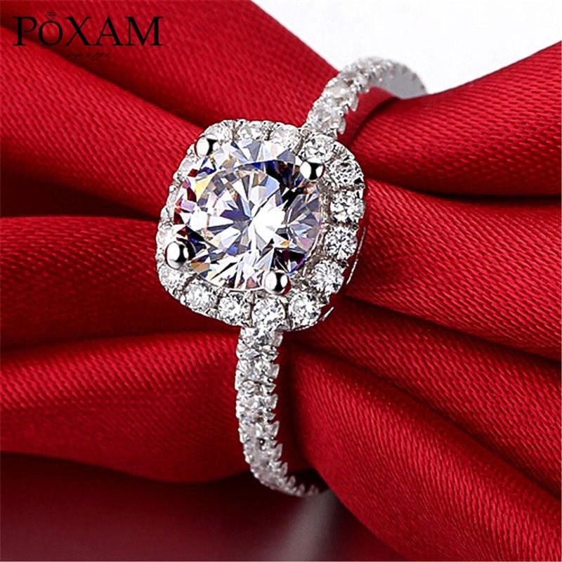 Trendy Crystal Engagement Claws White Zircon Cubic elegant Ring