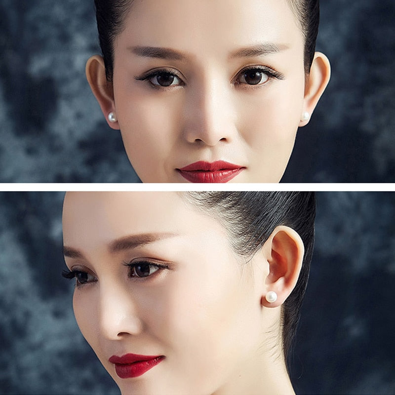 Dainashi High Quality 8-9mm Bread Round Pearl Stud Earrings