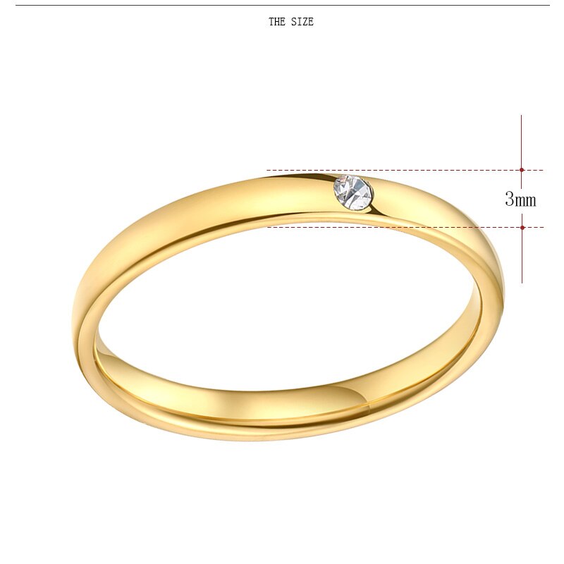 CACANA  Stainless Steel Simple One Zircon Ring
