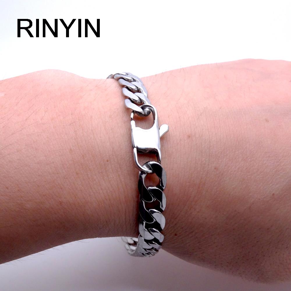 Men Women Stainless Steel Bracelet 6/8/12 mm 8 Inches Curb Chain Vintage