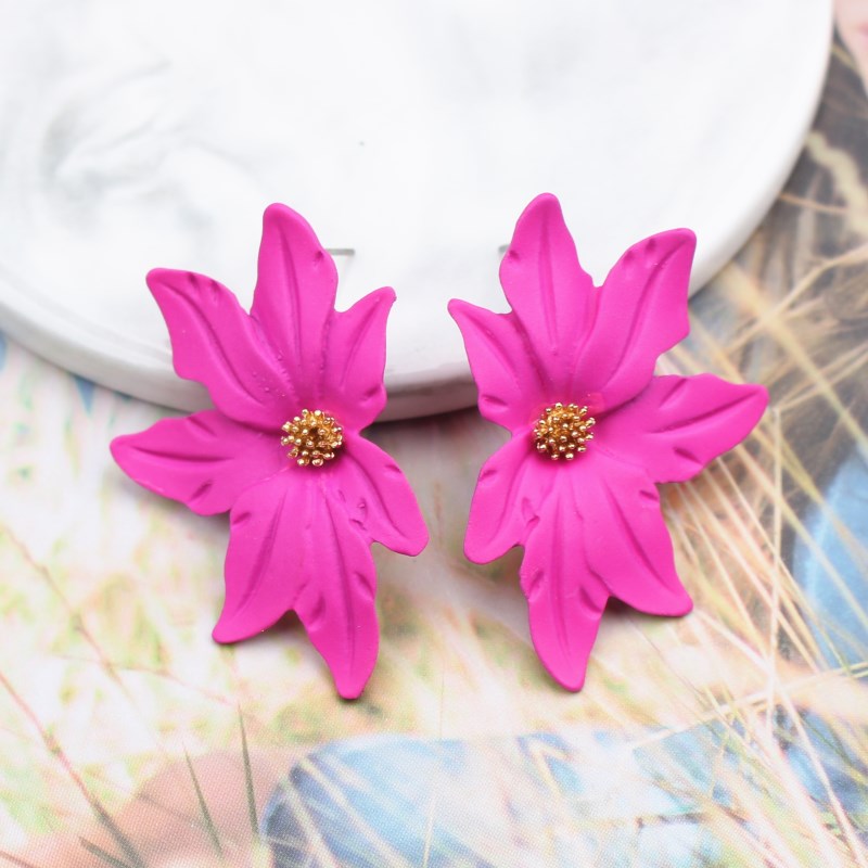 New Korean Style Spray Paint Big Flower Stud Earrings For Women Fashion Summer Elegant Sweet Ear Jewelry Accessories Brincos