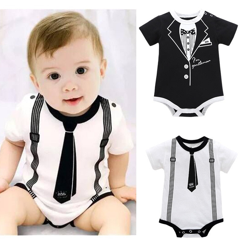 Summer Gentleman Rompers 0-12M Infnat Boys Cotton Jumpsuit