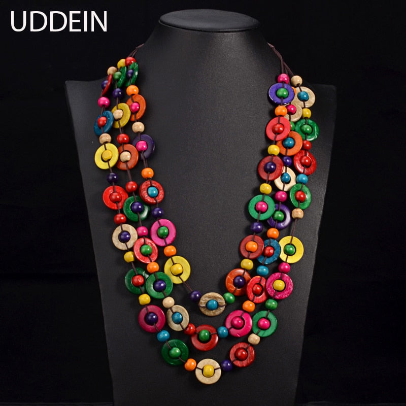 UDDEIN Bohemia Ethnic Multi Layer Beads Necklace