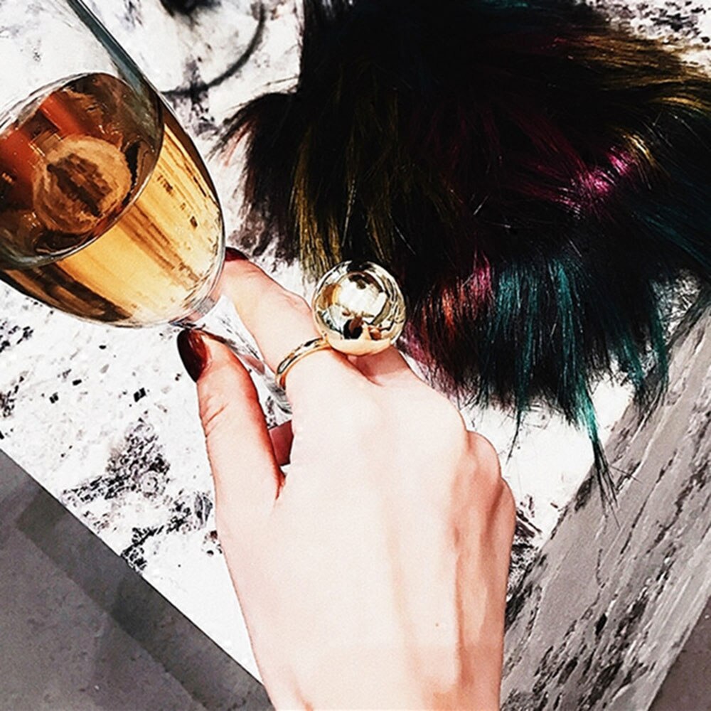 Stylish Fashionable Large Metal Ball Ring Adjustable