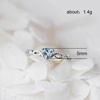 Huitan Simple Heart Zircon Stone Ring