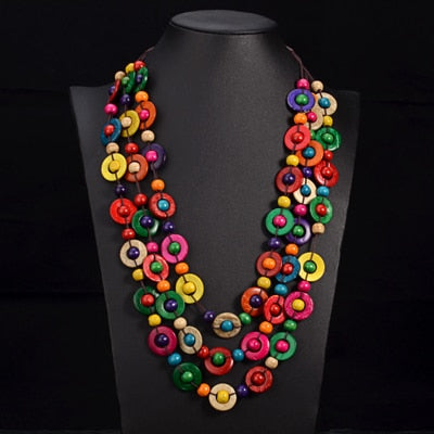 UDDEIN Bohemia Ethnic Multi Layer Beads Necklace