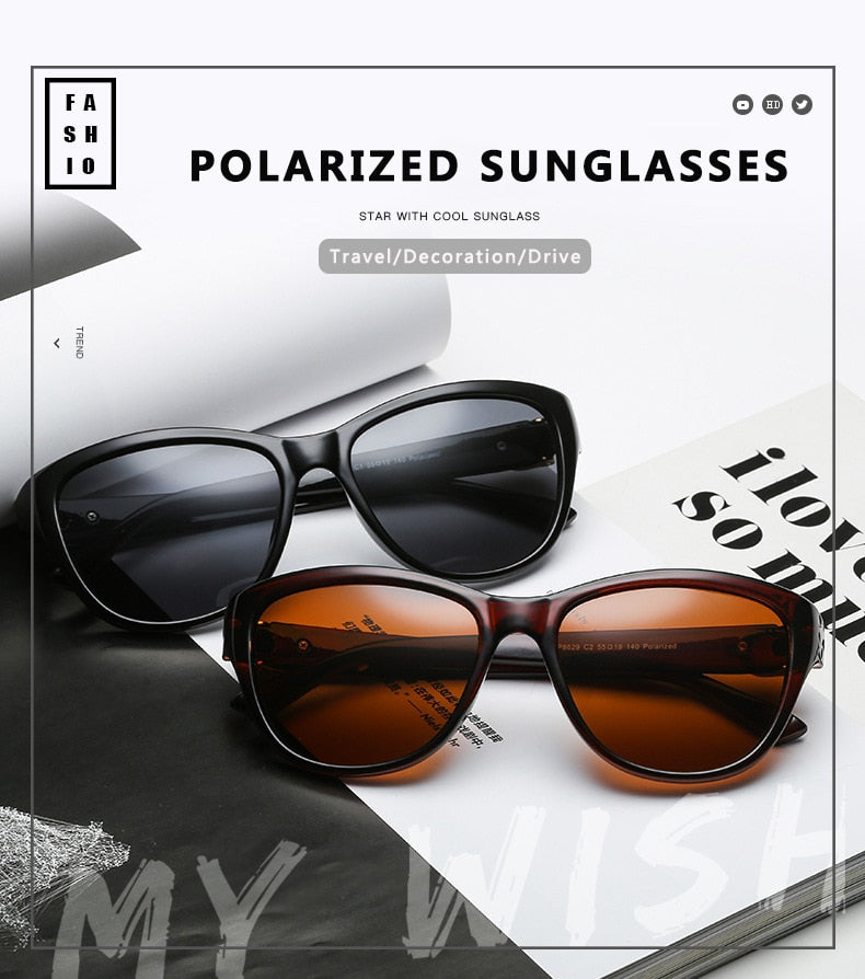 Luxury Cat Eye Polarized Sunglasses Men Women