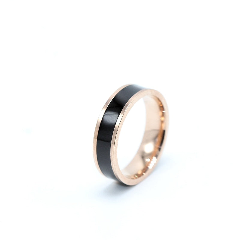 Classic Black White  Ceramic Titanium Steel Lovers Simple Finger Ring