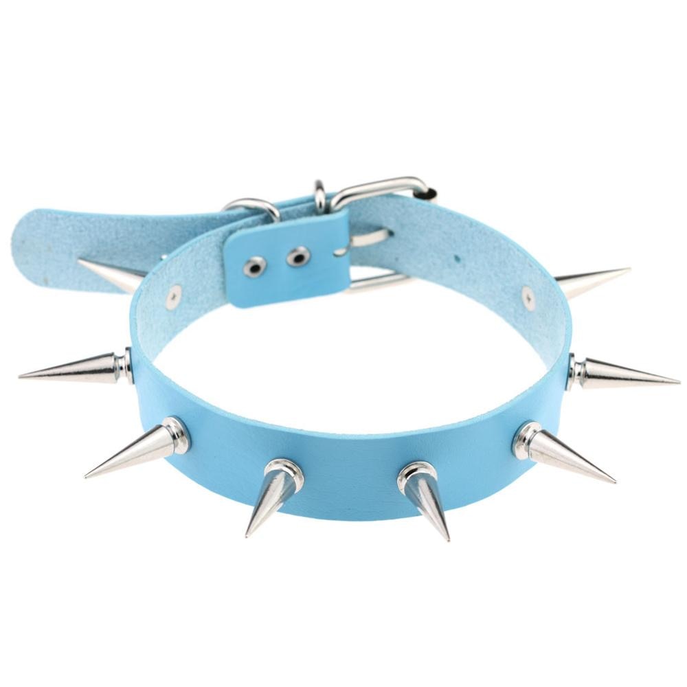 Emo Spike Collar Leather Studded Rivets Chocker Necklace