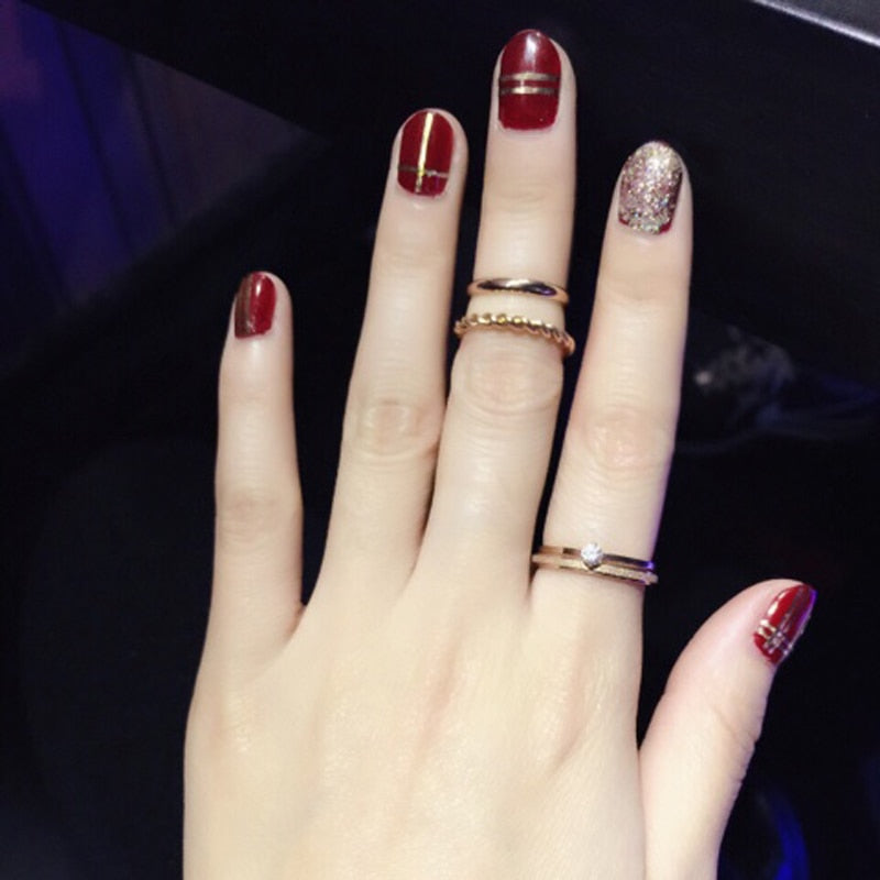 Fine Jewelry Titanuim Steel Rose Gold Color Ring CZ Crystal Ring