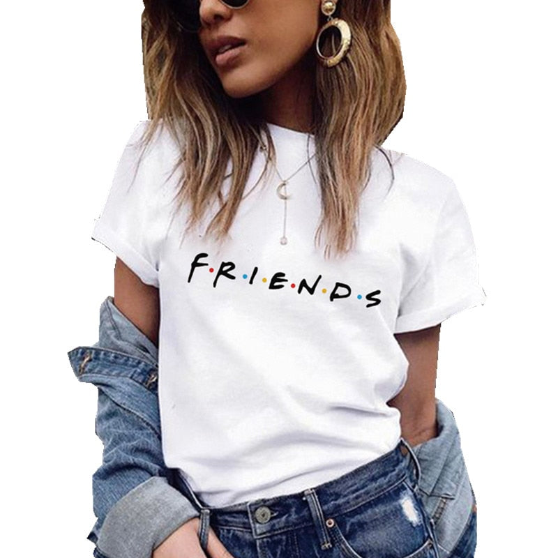 Friends Printing T Shirt Summer Women Short Sleeve Leisure Top
