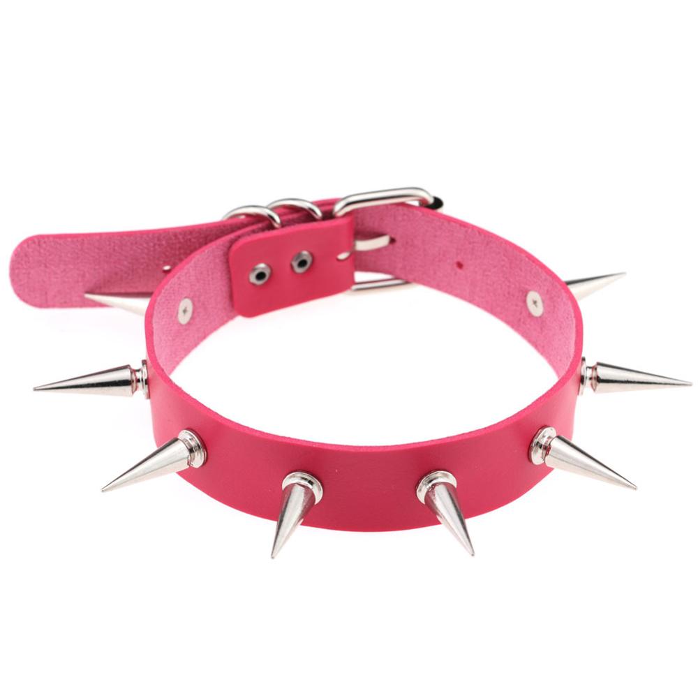 Emo Spike Collar Leather Studded Rivets Chocker Necklace