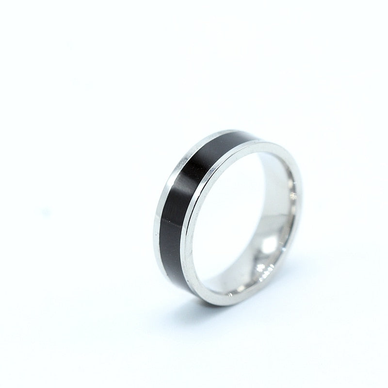 Classic Black White  Ceramic Titanium Steel Lovers Simple Finger Ring