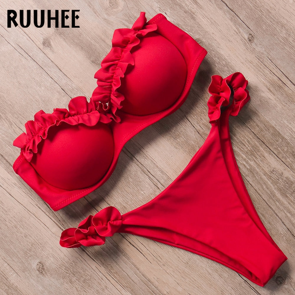 RUUHEE Bandeau Bikini Swimwear Women Swimsuit
