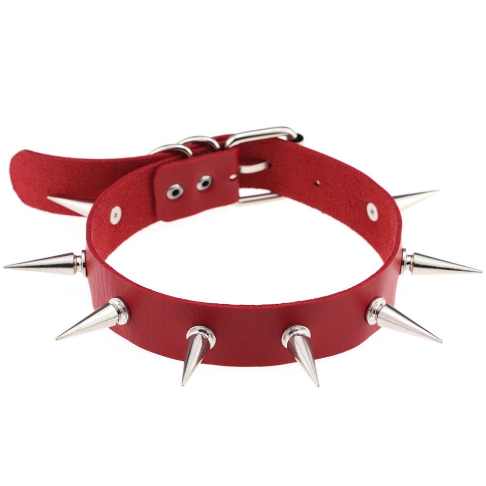 Emo Spike Collar Leather Studded Rivets Chocker Necklace