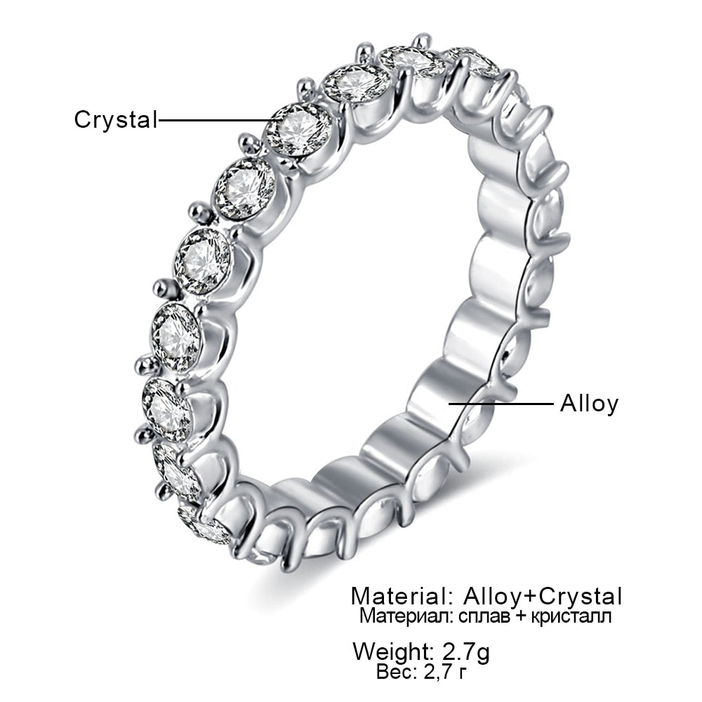 IPARAM Fashion Silver Color Rhinestone Zircon Ring