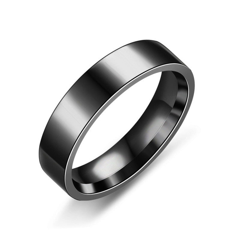 Trendy Stainless Steel Black Ring