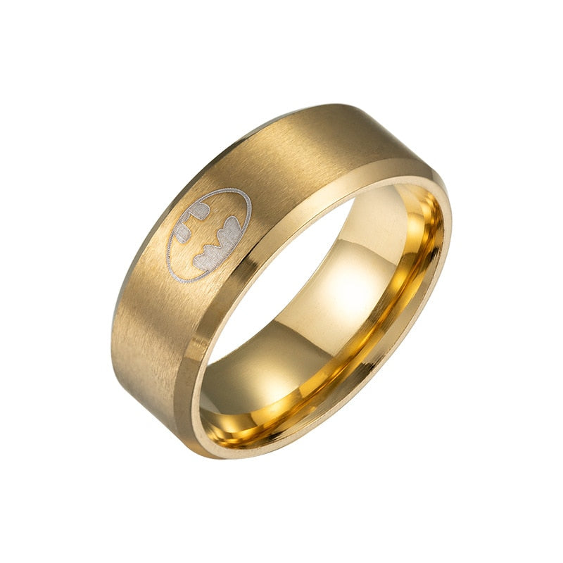 Fashion Laser Logo Bat Rings Stainless Steel for Men