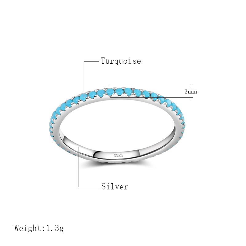 Kinel Tibetan Silver Classic Exquisite Circle Turquoise Charm Stackable Finger Ring