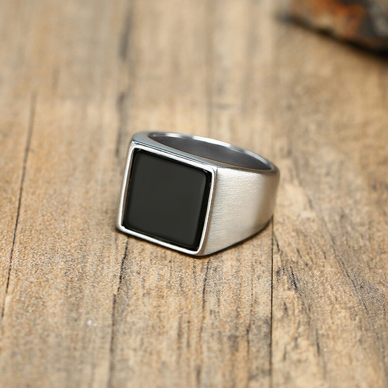 Square Signet Stainless Steel Ring