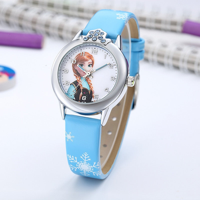Elsa Watch Girls Elsa Princess Kids Watches Leather Strap Cute Children
