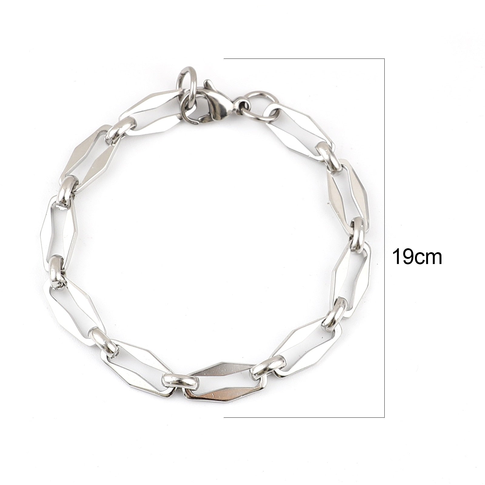 1PC 4mm Stainless Steel Link Cable Chain Oval Bracelet