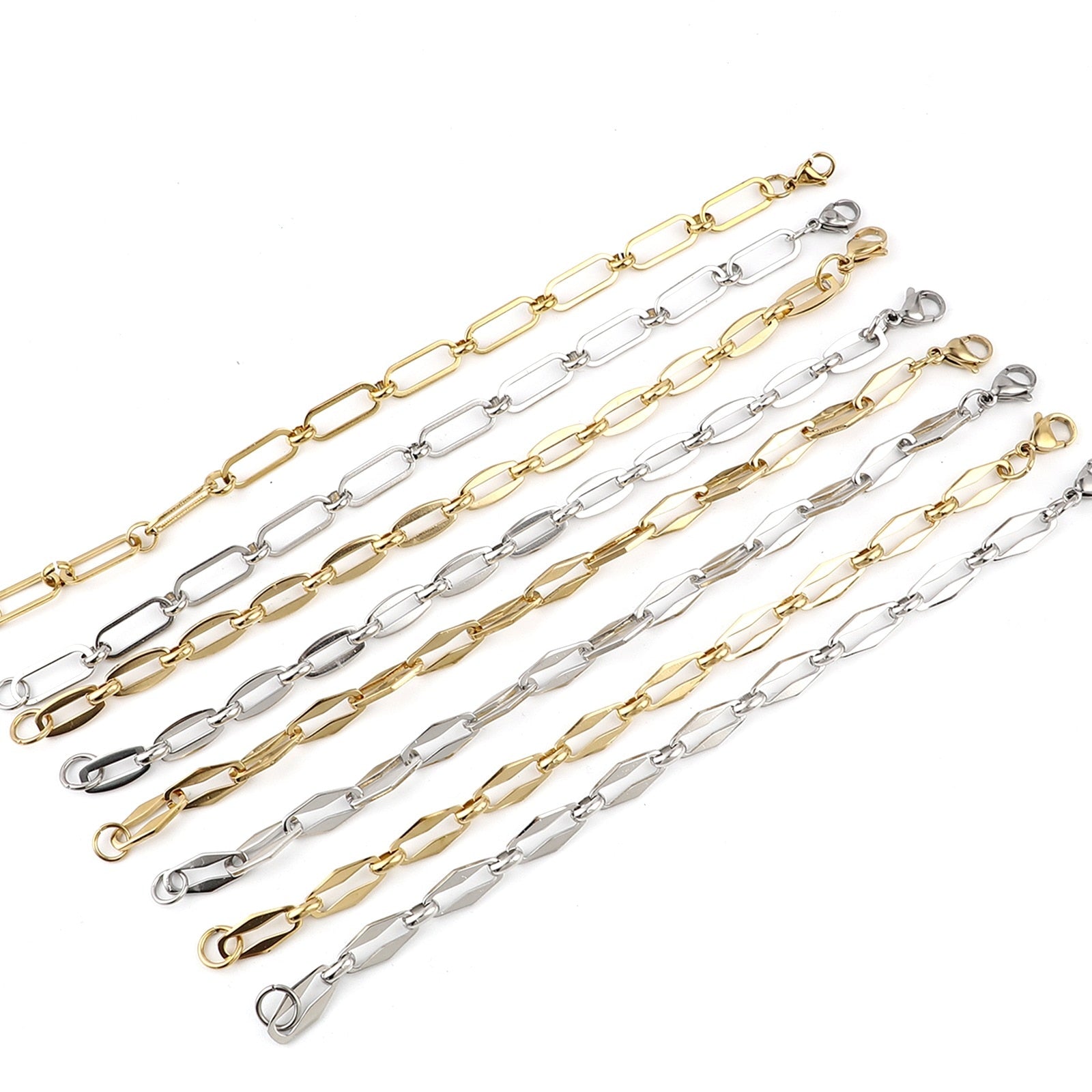 1PC 4mm Stainless Steel Link Cable Chain Oval Bracelet