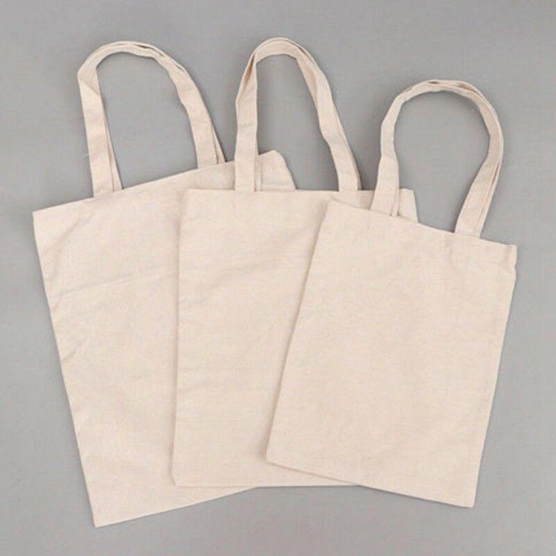 Creamy White Plain High Capacity Cotton Canvas Bag