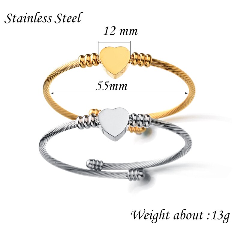 Gold Color Initial Alphabet Stainless Steel Heart Bracelet