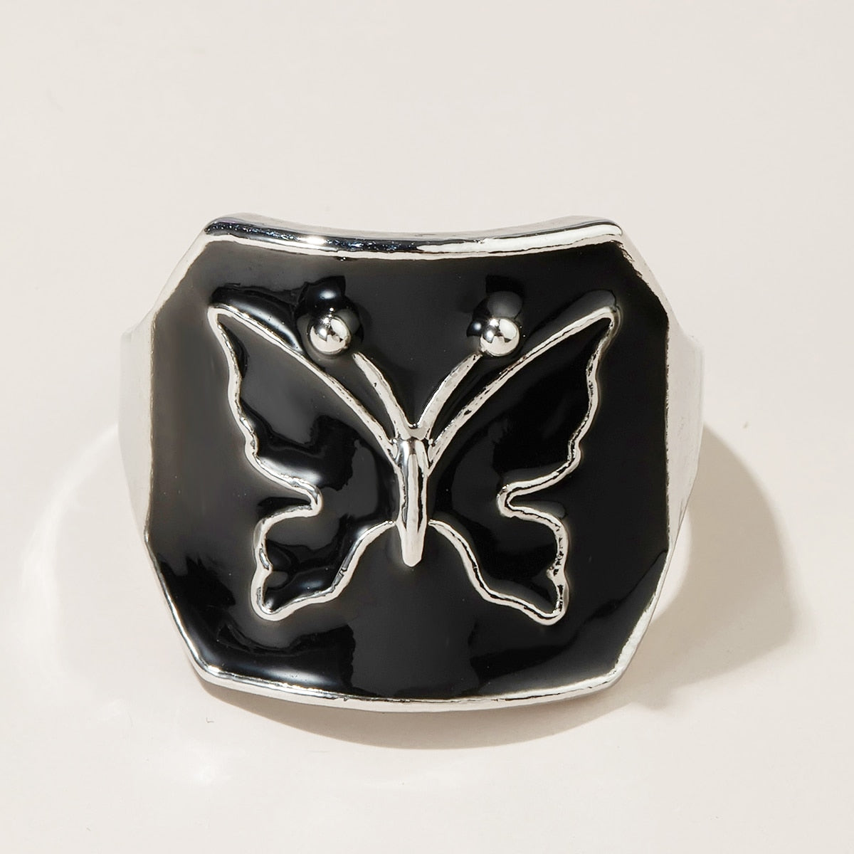 Tocona Bohemian Black Stone Gold Ring for Women