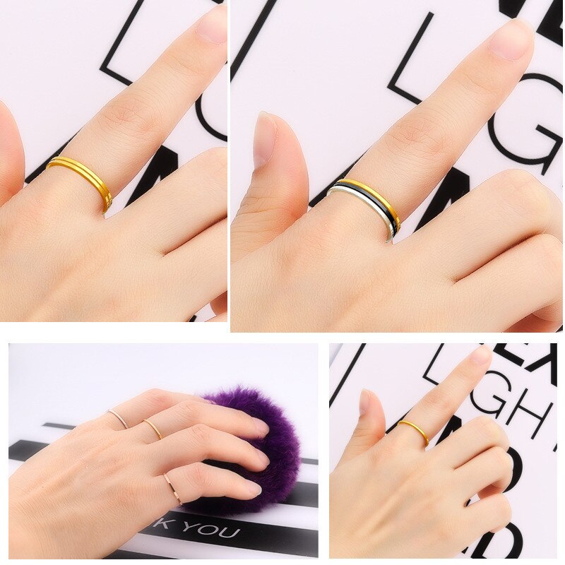 Simple 1MM Thin Stainless Steel Couple Ring