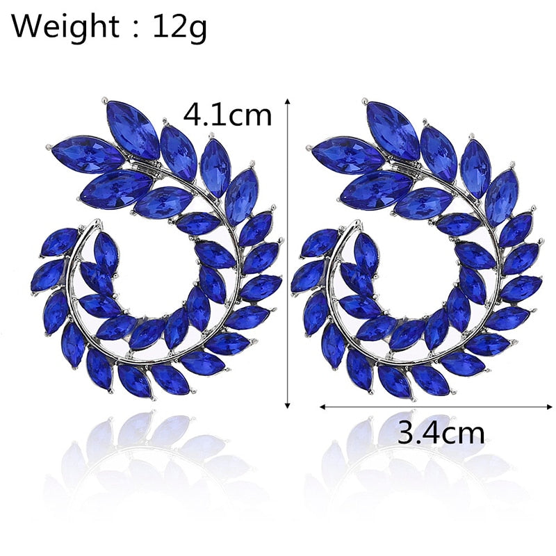 10 Colors Rhinestone Geometric Big Round Earrings