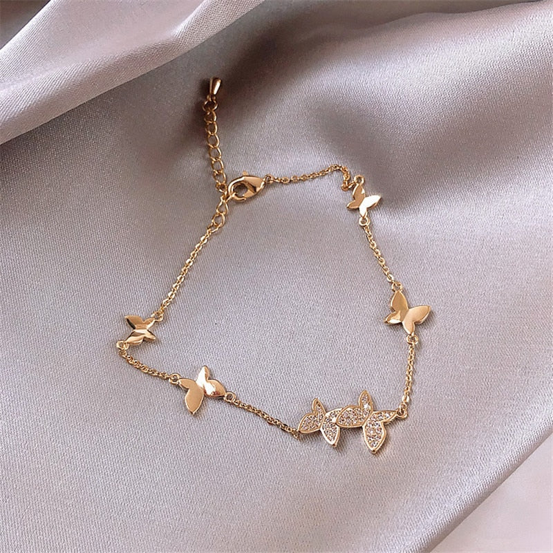 Trendy Elegant Shiny Zirconia Adjustable Chain Bracelet