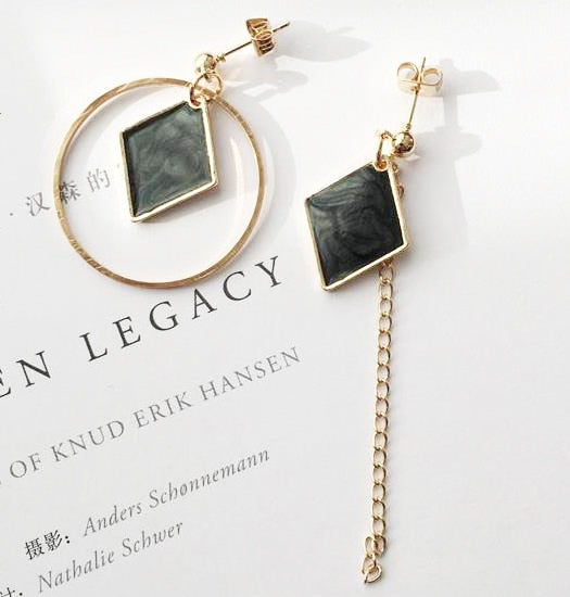 Korean Long Statement Geometric Triangle Tassel Dangle Drop Earrings